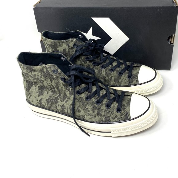 CONVERSE Men's Size 10.5 163233C Chuck 70 HI Black Textural Camo Canvas Sneakers - Picture 6 of 10